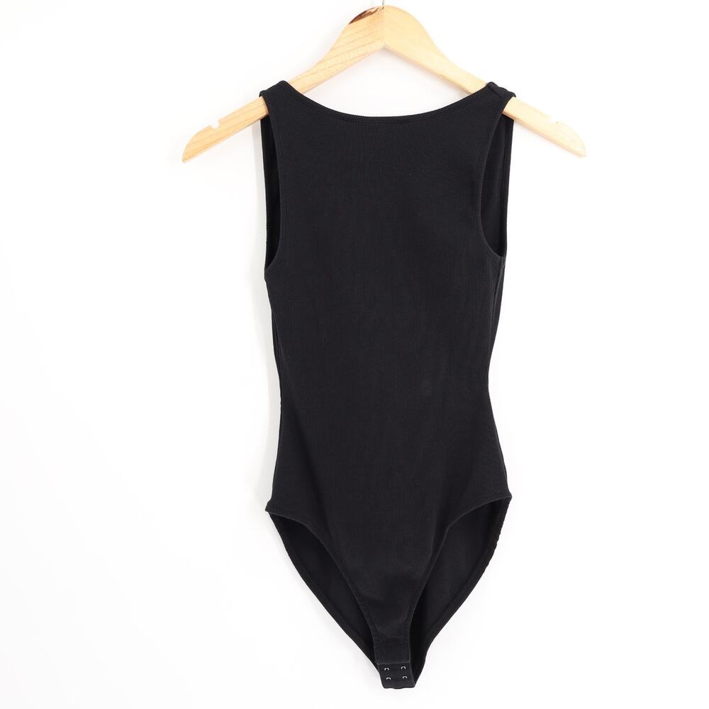 Sezane Women's Sz S Blandine Bodysuit Sleeveless Plunging Back Neckline Black